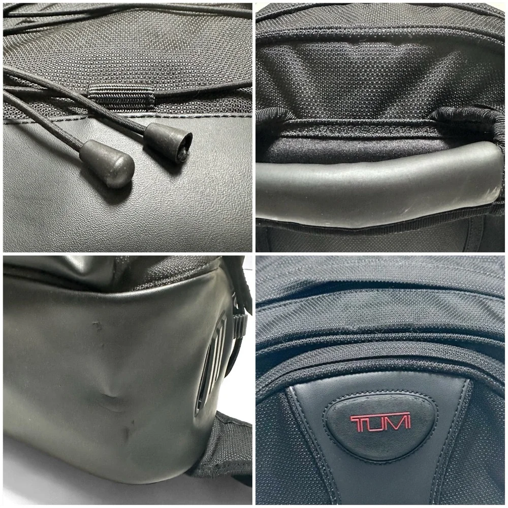 TUMI Thompson Backpack XL Black Leather Ballistic Nylon Laptop Sleeve Rucksack